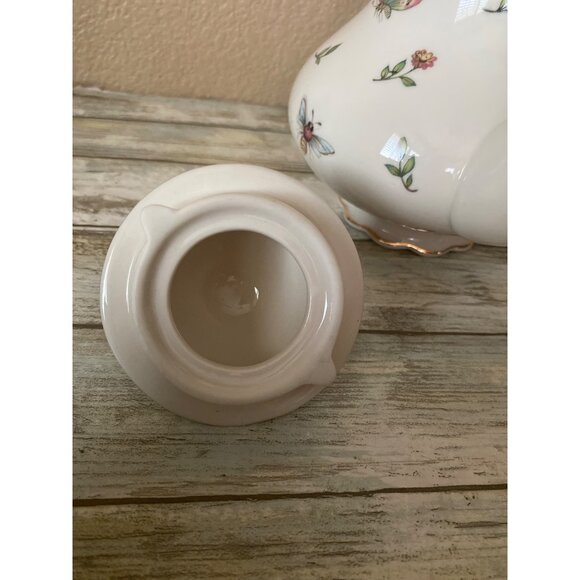 Burton + Burton Morning Meadows Teapot Butterflies Bees Flower Gold Trim - 4 Cup - Picture 16 of 16